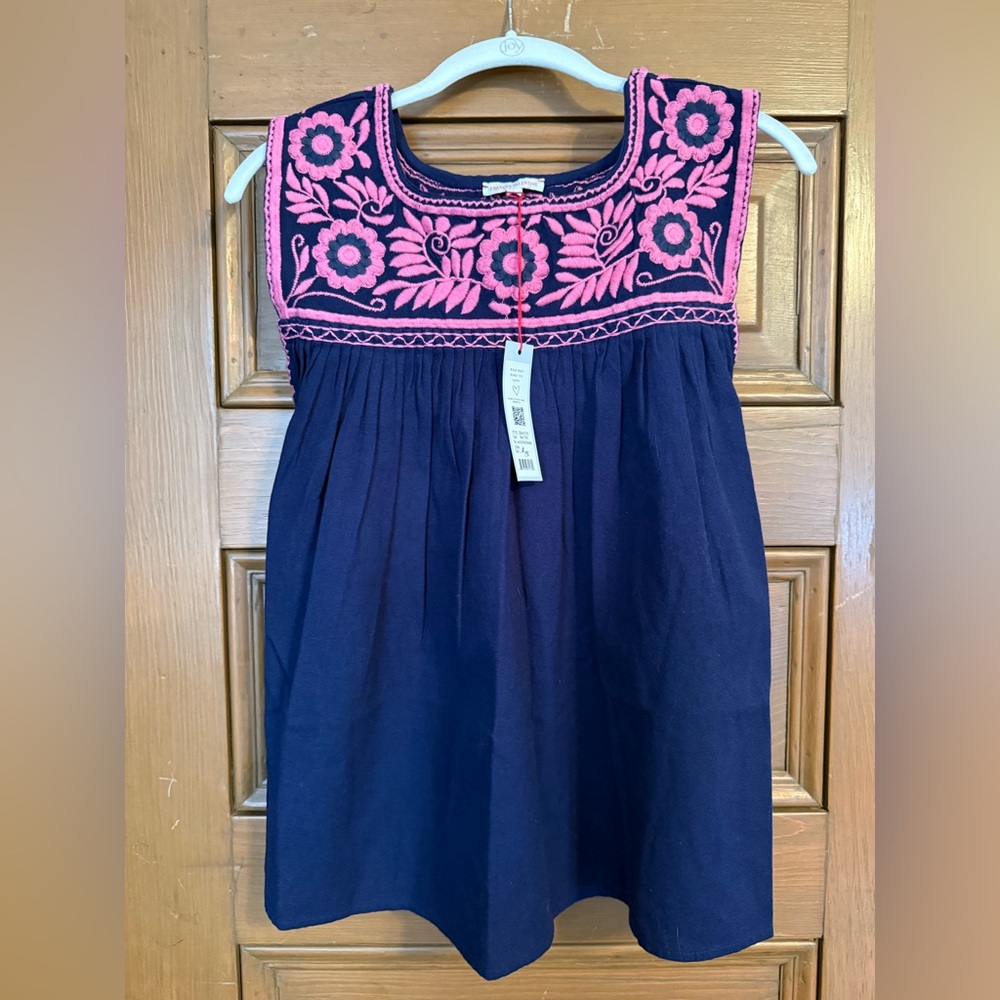 Frances Valentine Pink and Blue Embroidered Top